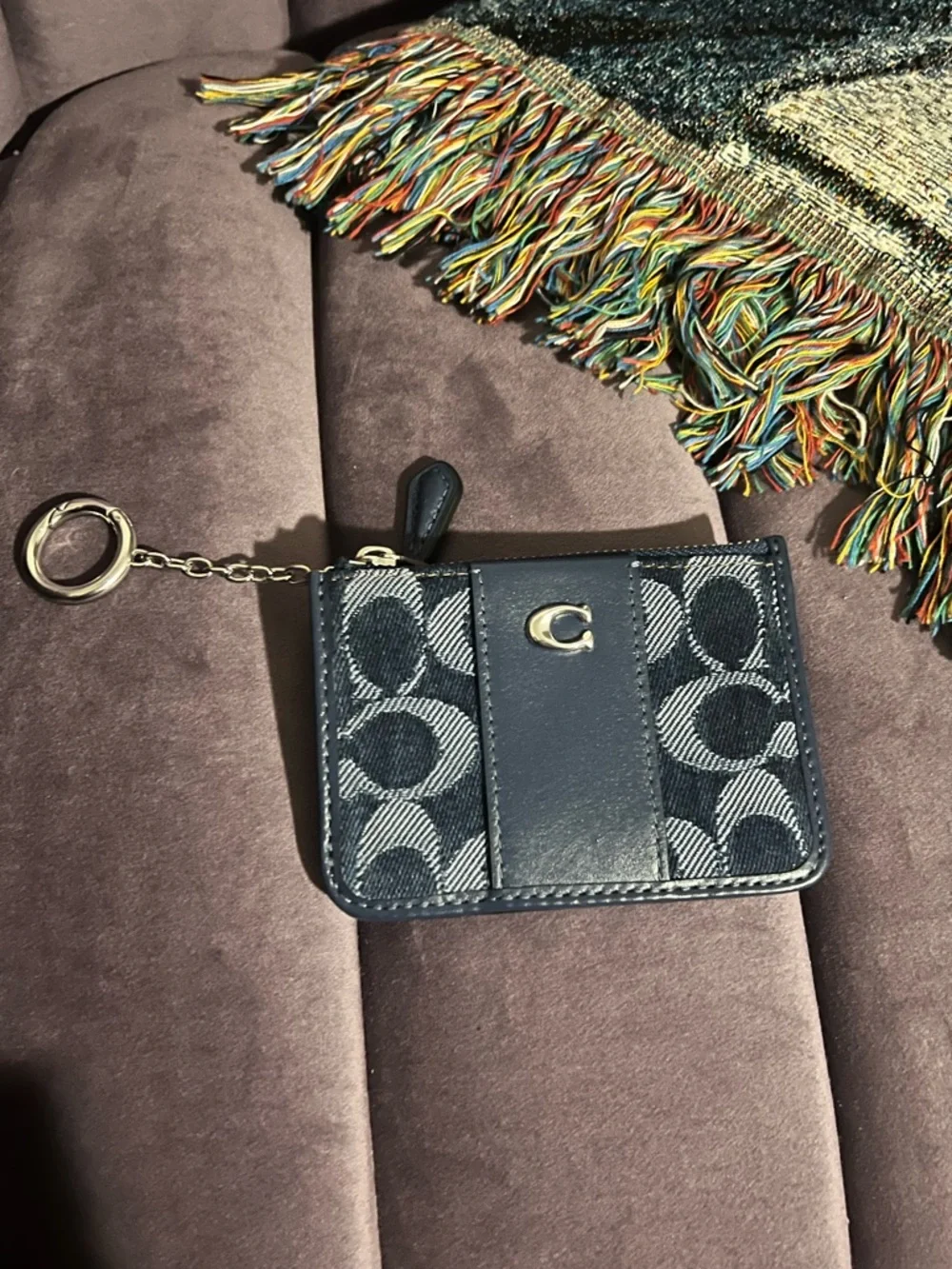 COACH Denim Signature Mini ID Card Case NWOT - Picture 1 of 3